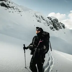 Me breaking trail through fresh snow in the mountains