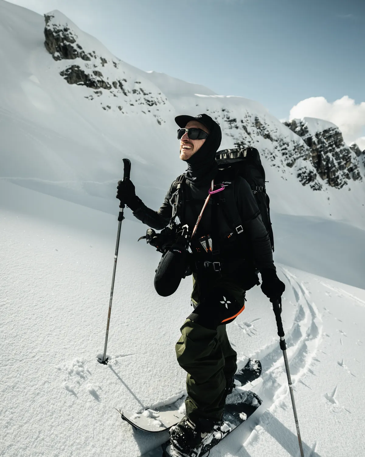 Me on a splitboard tour high above the snow line